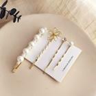 Set Of 4: Faux Pearl Hair Pin (assorted Designs) Set Of 4 - One Size