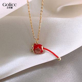 Alloy Mouse Chinese Characters Pendant Necklace As Shown In Figure - One Size