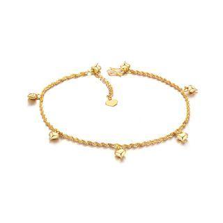Simple And Romantic Plated Gold Heart Anklet Golden - One Size
