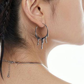 Melting Alloy Open Hoop Earring 32414 - 1 Pair - Silver - One Size