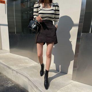 Band-waist Quilted Mini Skort