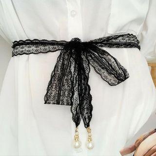 Faux Pearl Dangling Lace Belt