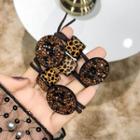 Leopard Print Cube Rhinestone Disc Hair Tie As Shown In Figure - One Size