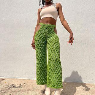 Cutout Knit Wide Leg Pants