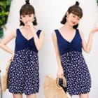 Floral Swimdress / Swim Goggles / Nose Clip / Ear Plugs / Swim Cap / Waterproof Mobile Pouch / Drawstring Organizer Bag / Set