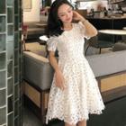 Open Back Short-sleeve Lace Dress