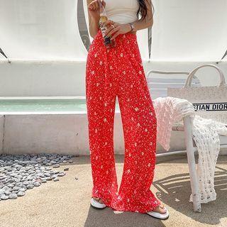 Crystal-pleat Ditsy-flower Pants