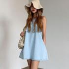 Sleeveless Mini Denim Shift Dress Blue - One Size