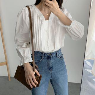 Lace-detail Pintuck-trim Blouse One Size