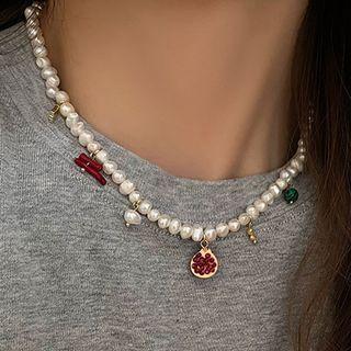 Fruit Resin Pendant Faux Pearl Choker (various Designs)