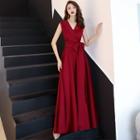 Sleeveless V-neck A-line Gown