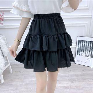 A-line Chiffon Mini Tiered Skorts