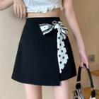 High-waist Asymmetric Side Dotted Lace-up A-line Skirt