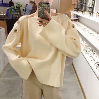 Buttoned-shoulder Sweater