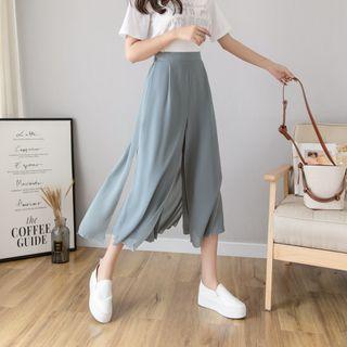 Wide-leg Chiffon Panel Cropped Pants