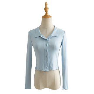 Long-sleeve Collar Button-up T-shirt