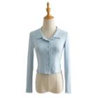 Long-sleeve Collar Button-up T-shirt
