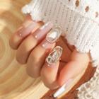 Rhinestone Alloy Open Ring 1pc - Gold - One Size