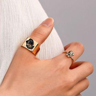 Set Of 2: Heart Alloy Ring (various Designs)