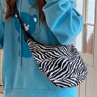Zebra Print Zip Crossbody Bag Zebra Print - Black & White - One Size
