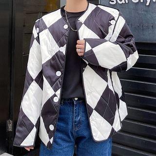 Two-tone Quilted Button-up Jacket