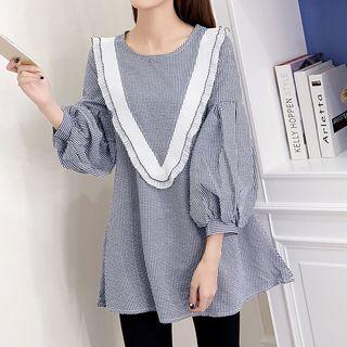 Gingham Lantern-sleeve Tunic
