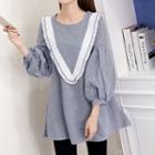Gingham Lantern-sleeve Tunic