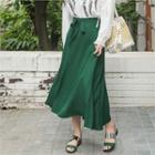 Tie-front Long Flare Skirt