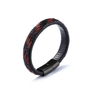 Simple Fashion Black Brown Braided Leather Short Bracelet Black - One Size
