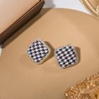 Houndstooth Stud Earring 1 Pair - Black & White - One Size