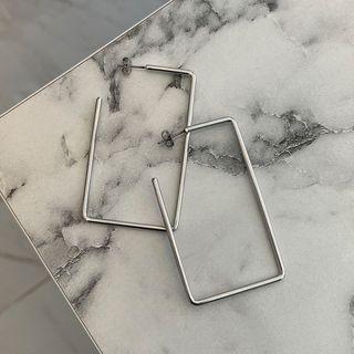 Open Square Earrings Silver - One Size