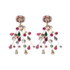 Rhinestone Fringed Dangle Earring 1 Pair - Multicolor - One Size