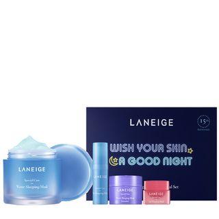 Laneige - Water Sleeping Mask Set (original): Water Sleeping Mask (original) 70ml + Water Sleeping Mask (lavender) 15ml + Lip Sleeping Mask 3g + Eye Sleeping Mask 5g 4pcs