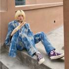 Tie Dye Corduroy Blazer / High-waist Tie Dye Corduroy Pants