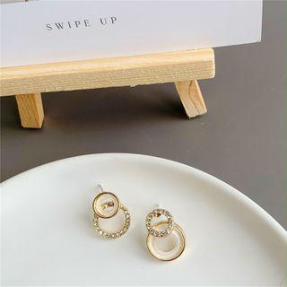 Rhinestone Hoop Asymmetrical Earring