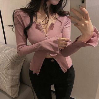Front-zip Long-sleeve Cropped Top