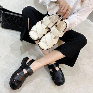 Block Heel Woven Slingback Sandals
