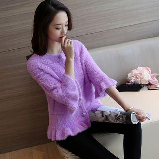 3/4 Sleeve Furry Cardigan