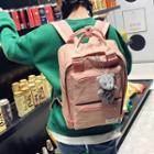 Nylon Backpack With Bear Charm