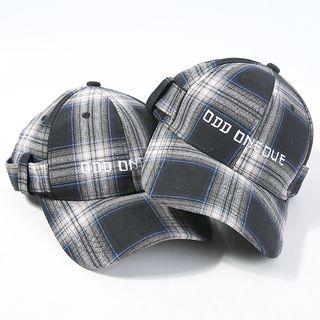 Plaid Baseball Cap Black & White - One Size