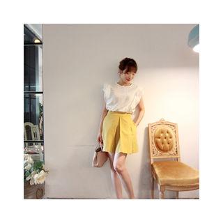 Band-waist Linen Skort