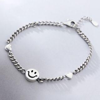 Smiley Face Bracelet 925 Silver - Silver - One Size