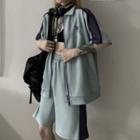 Short-sleeve Zip Jacket / Wide-leg Sweatshorts