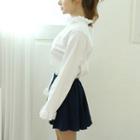 Frilled-neck Zip-back Cotton Blouse
