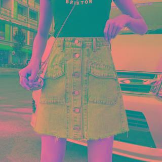 Mini Button-up Denim Skirt