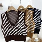 Zebra Print Cropped Sweater Vest