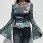 Flared-cuff Graphic Top