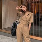 Elbow-sleeve Cropped Shirt / Wide-leg Cargo Pants