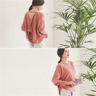 Cutaway-back Ruffle-trim Top