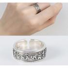 925 Sterling Silver Embroidered Lettering Open Ring